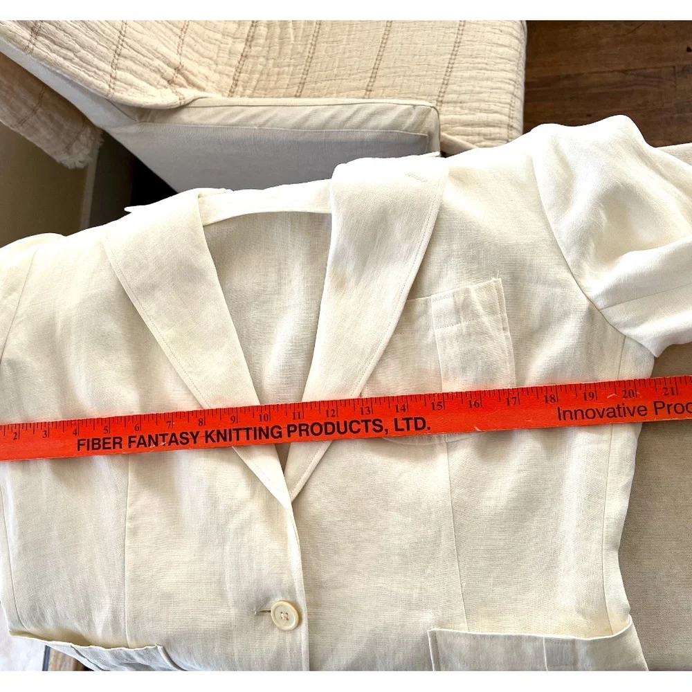 RALPH LAUREN BLUE LABEL Ivory Linen Single Button Blazer - Made In Italy - 12 - Picture 9 of 13